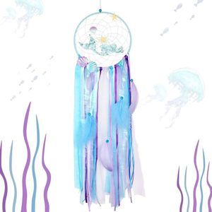 Mermaid Dream Catcher For Girls Room Wall Decor, Big Handmade Blue🤪
